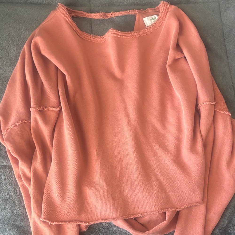 Aerie Pink Frayed Edge Top